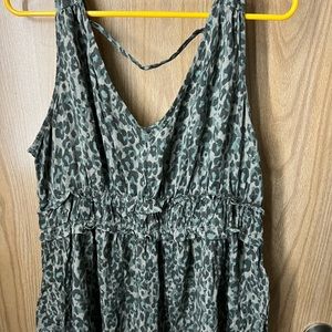 Olive green leopard printed Maurice’s peplum tank top